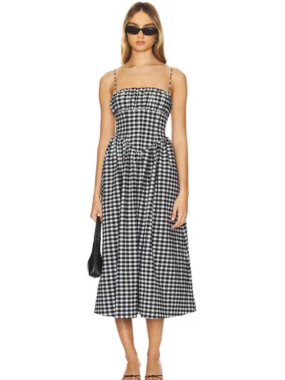 Ronny Kobo Gingham Midi Dress - Black/White
